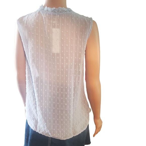 NEW C+D+M Collection Sz M Coquette Lace Cami Top 3D Dots Baby Blue Sheer Back - Picture 5 of 10